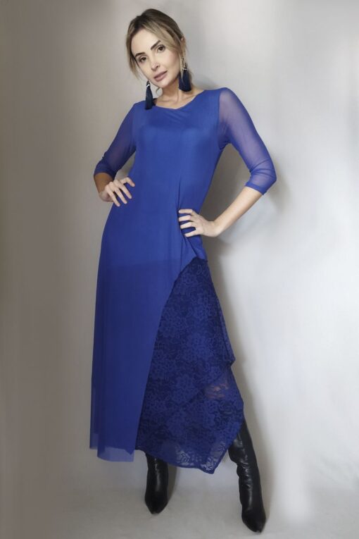 Vestido longo com fenda profunda /500ROY