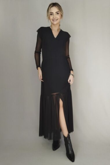 Vestido longo com fenda central /504PTO