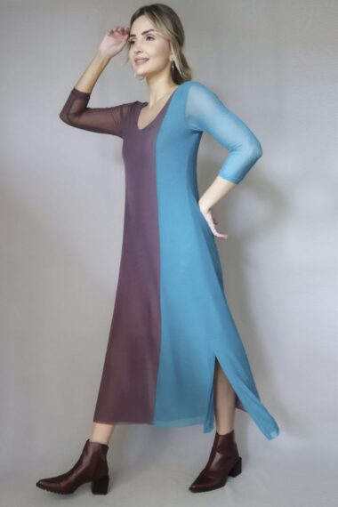 Vestido bicolor acinturado /506CPT