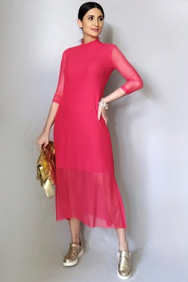 Vestido de tule midi com fendas laterais /453VM3