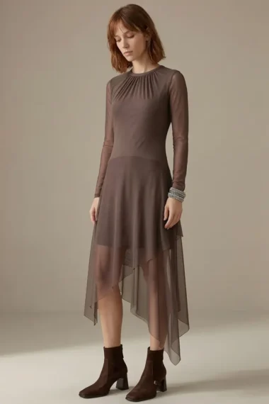 Vestido evasê assimétrico /496CAC