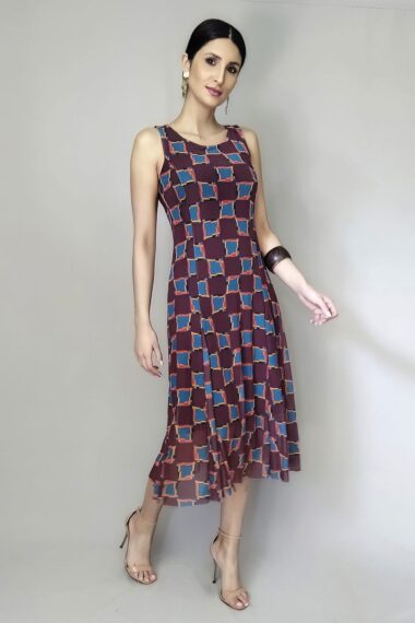 Alternative view of Vestido de tule midi com cortes verticais /340VNG232