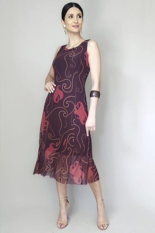 Vestido de tule midi com cortes verticais /340VNG235