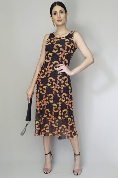 Vestido de tule midi com cortes verticais /340VNG240