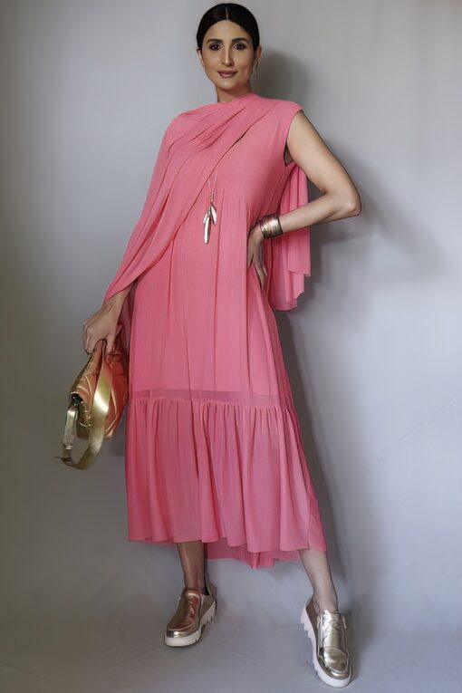 Vestido decote V, manga japonesa /478ROS