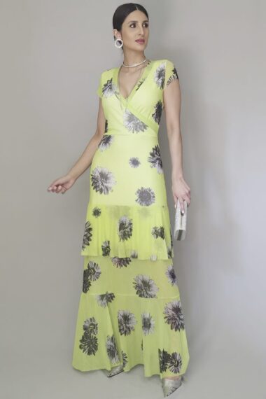 Vestido de tule longo transpassado /342VLV255