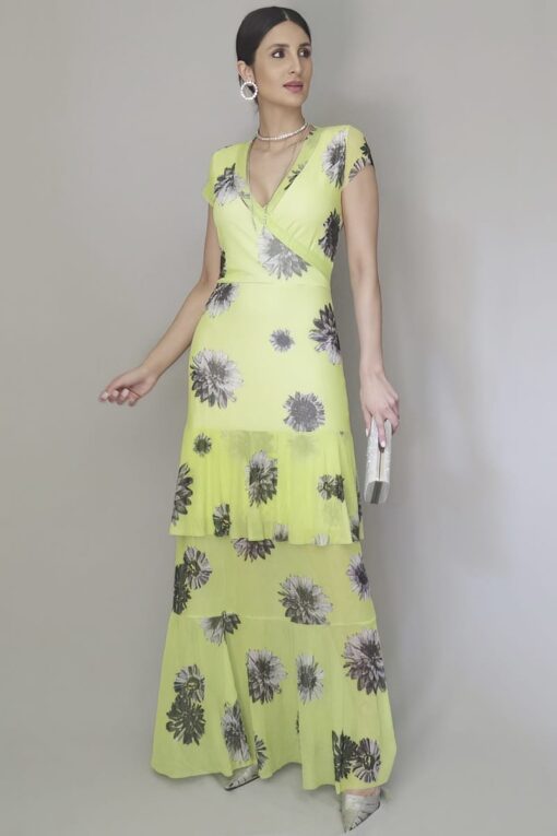 Vestido de tule longo transpassado /342VLV255
