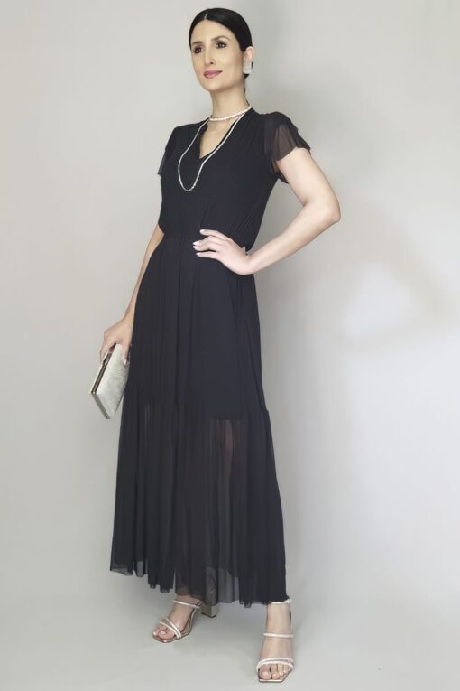 Vestido maxi com ajuste na cintura /510PTO