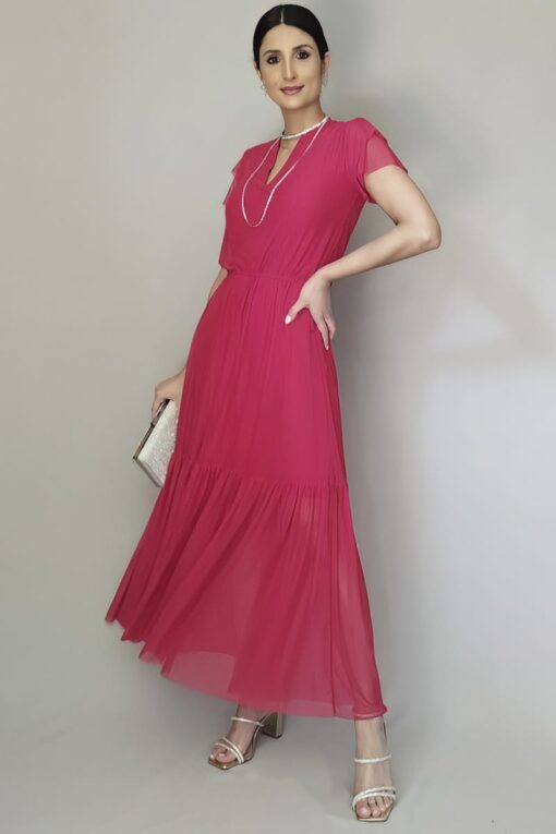 Vestido maxi com ajuste na cintura /510VM3