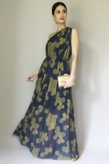 Vestido longo, um ombro /513VGR230