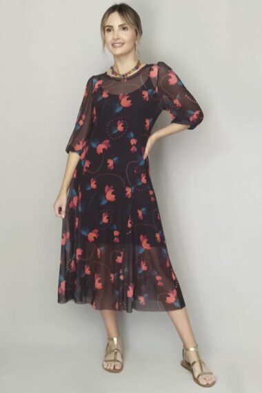 Alternative view of Vestido de tule decote redondo e nesgas /522VRP122