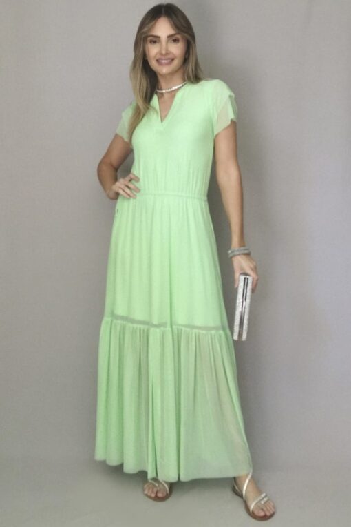 Vestido maxi com ajuste na cintura /510MEN
