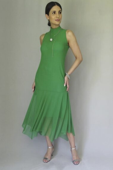 Vestido manga cavada com gola alta /515FOL