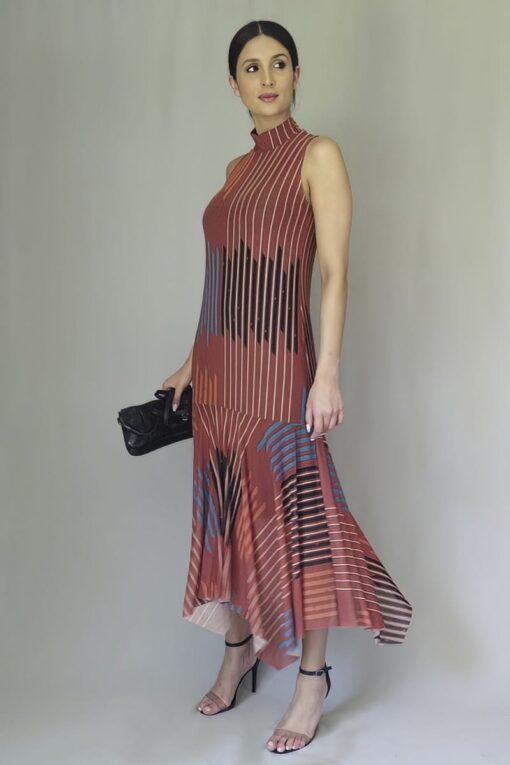 Vestido manga cavada com gola alta /515VVA051