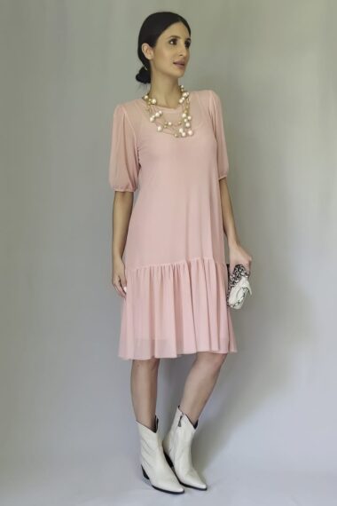 Vestido de tule amplo mangas bufantes /520ANT