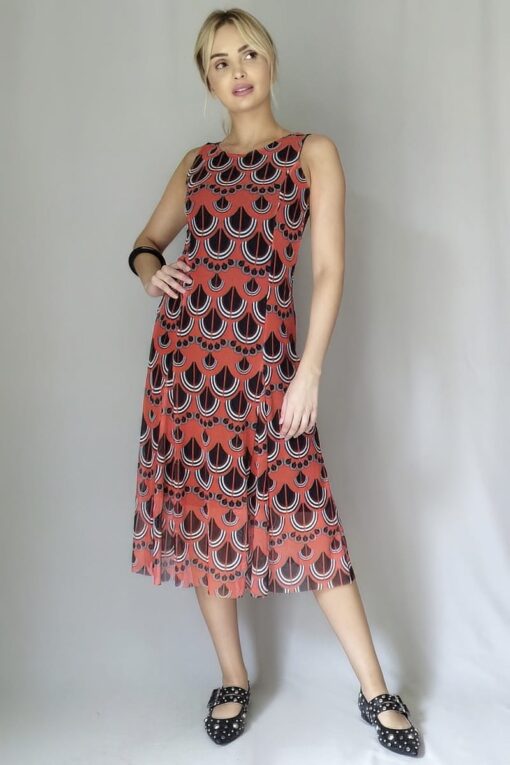 Vestido de tule midi com cortes verticais /340VNG279