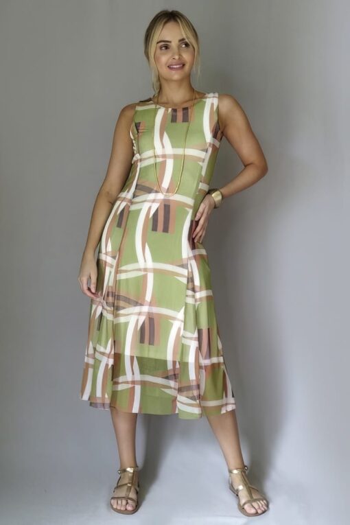 Vestido de tule midi com cortes verticais /340VNG251