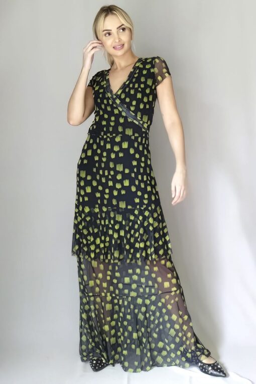 Vestido de tule longo transpassado /342VLV306