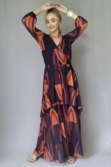 Alternative view of Vestido de tule longo com frente transpassada /422VTL020