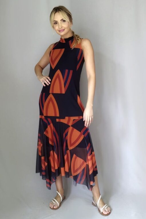 Vestido manga cavada com gola alta /515VVA020