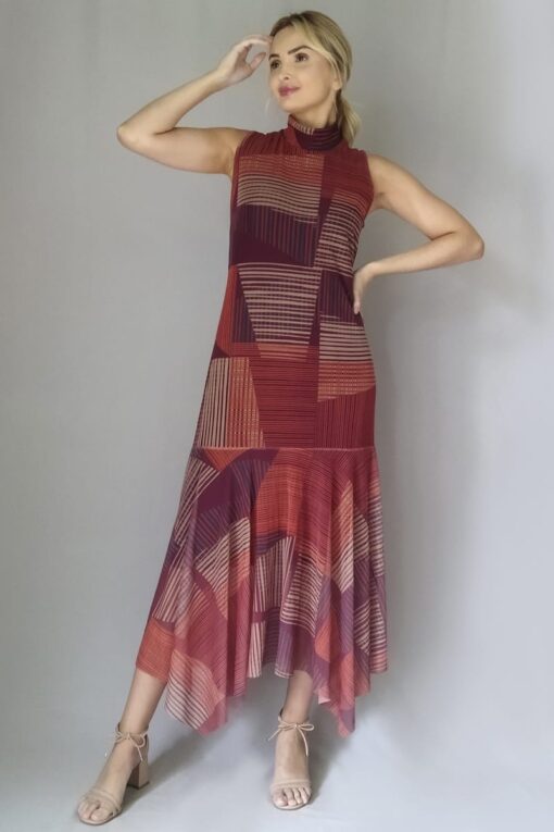 Vestido manga cavada com gola alta /515VVA211