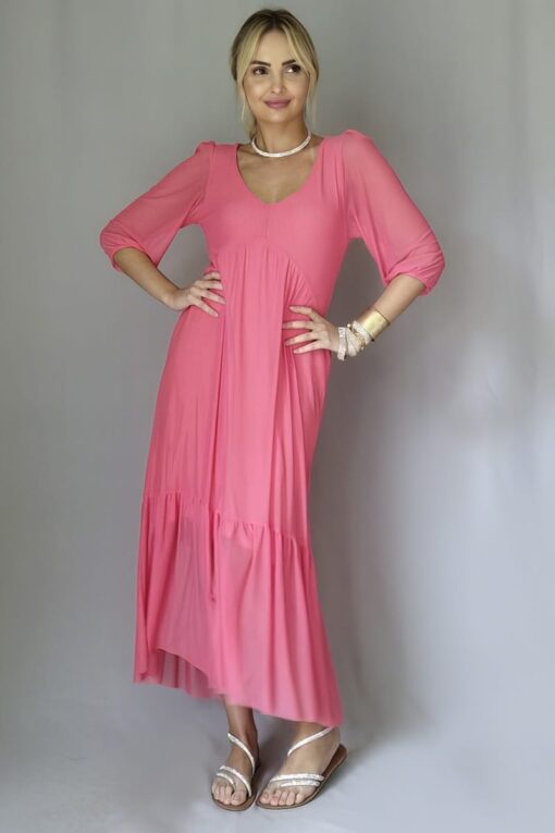 Vestido maxi decote V /531ROS