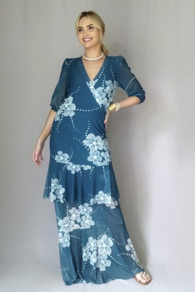 Vestido longo com mangas bufantes/532VTG259