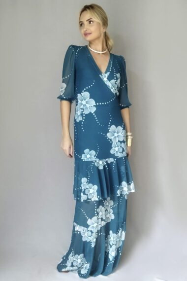 Alternative view of Vestido longo com mangas bufantes/532VTG259