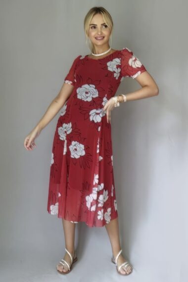 Vestido de tule decote redondo e mangas bufantes /534VNG309