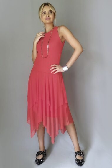 Alternative view of Vestido de tule decote redondo e corte assimétrico /536LAR