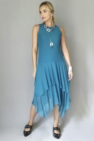 Alternative view of Vestido de tule decote redondo e corte assimétrico /536PET