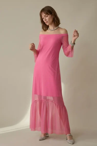 Vestido longo ombro a ombro /477PIN