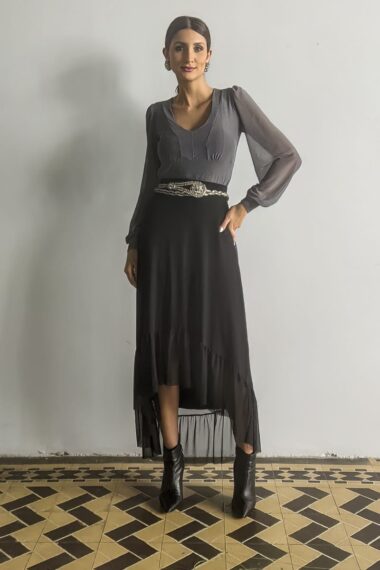 Blusa de tule decote U /440CIN