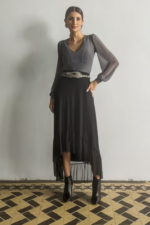 Blusa de tule decote U /440CIN