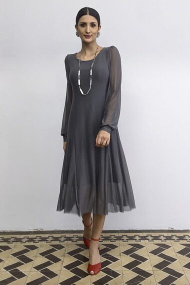 Alternative view of Vestido de tule midi com nesgas /433CIN