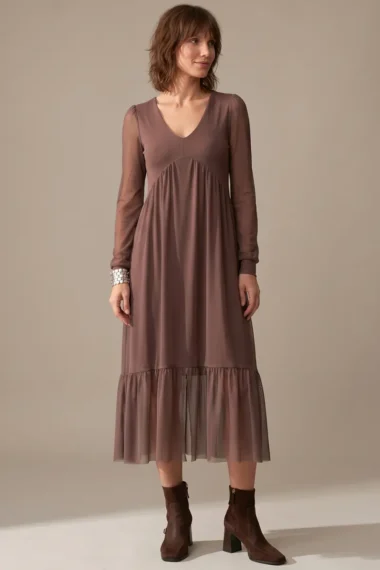 Vestido evasê e decote V  /491CAC