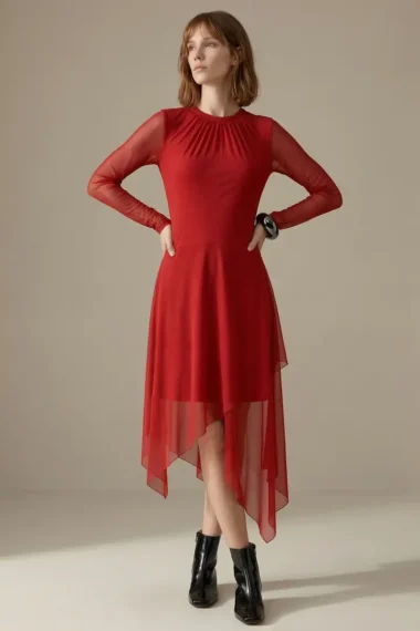 Vestido evasê assimétrico /496VM3