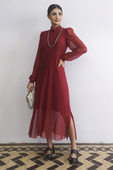 Vestido acinturado gola alta /538MAR