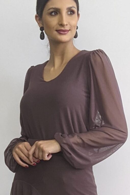 Blusa de tule decote V /540CAC
