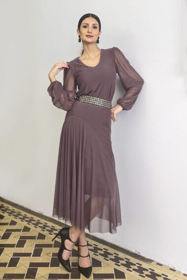 Conjunto blusa decote V e saia godê /163CJO