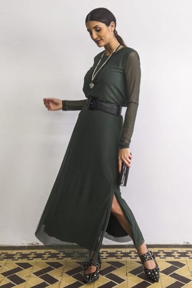 Conjunto blusa básica e saia máxi com fendas /157CJO