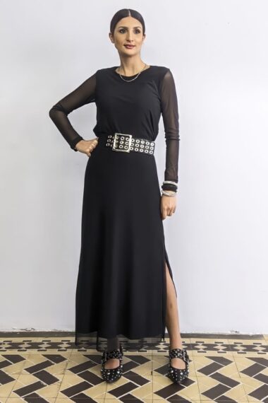 Conjunto blusa básica e saia máxi com fendas /161CJO