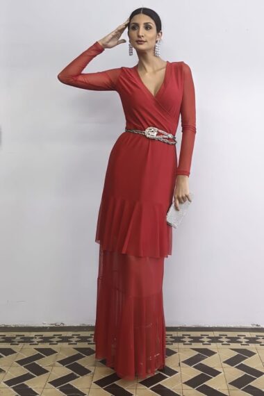 Alternative view of Vestido de tule longo transpassado /420VM3