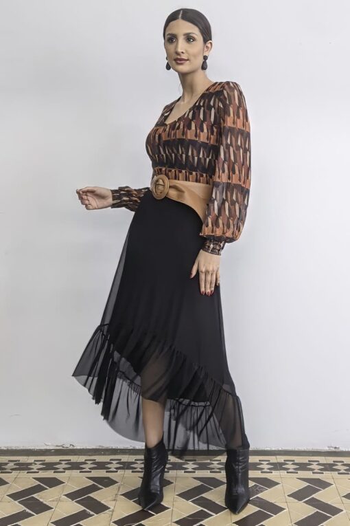 Blusa de tule decote U /440BDU103