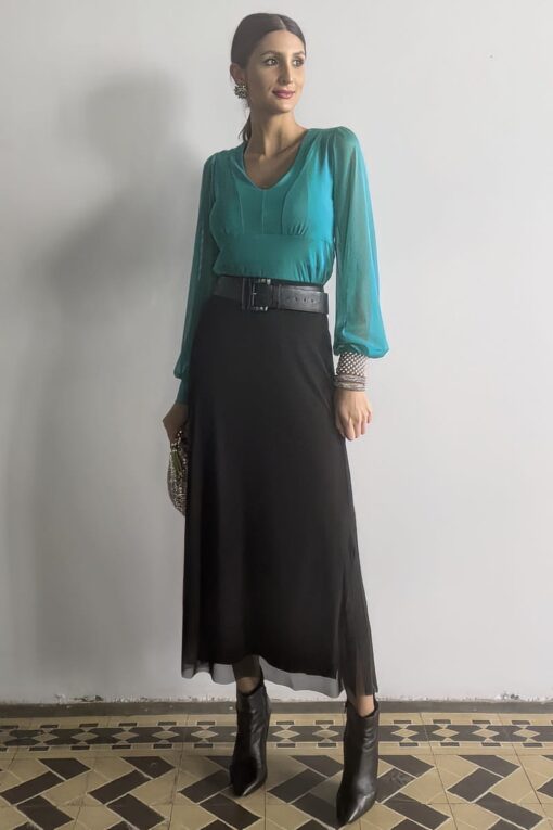 Blusa de tule decote U /440ESM