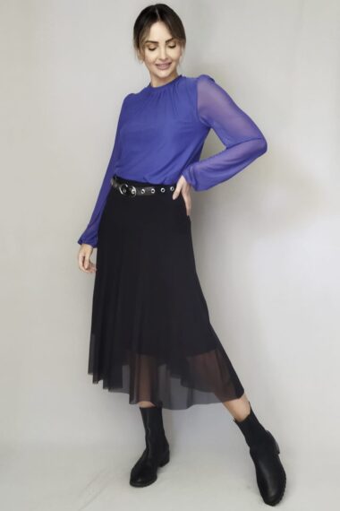 Blusa de tule com decote franzido /445ROY