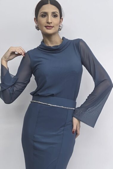 Blusa ampla com gola boba manga sino /555OXF