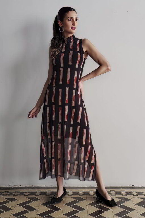 Vestido de tule gola alta /454VLC320