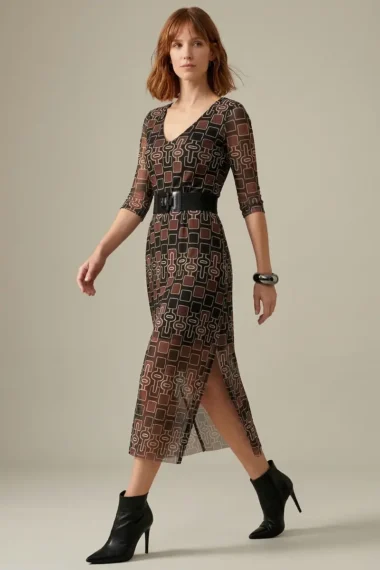 Vestido decote V com fendas laterais /563VES337