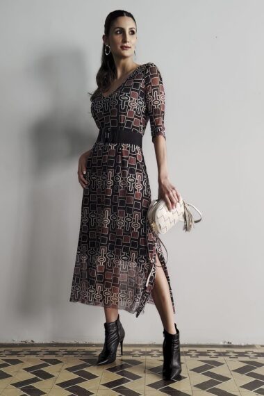 Vestido decote V com fendas laterais /563VES337